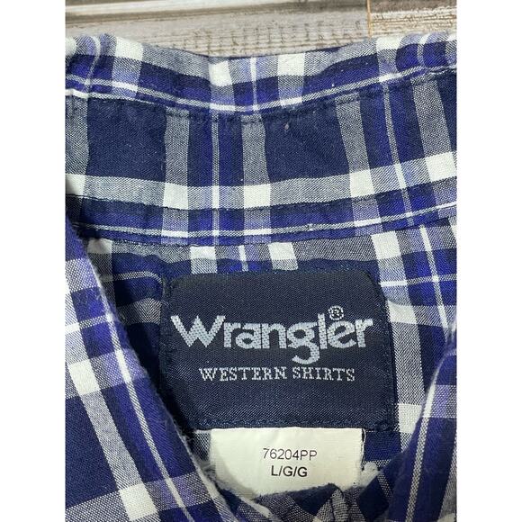 Wrangler Men’s Pearl Snap Short Sleeve Shirt Lightweight Blue Size Large - Picture 4 of 5